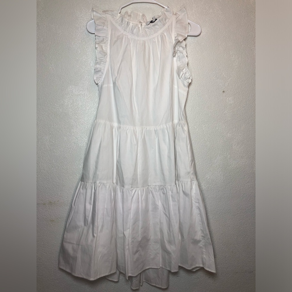 NWOT. Moodie wWithe Ruffle Tiered Mini Dress - Picture 2 of 9